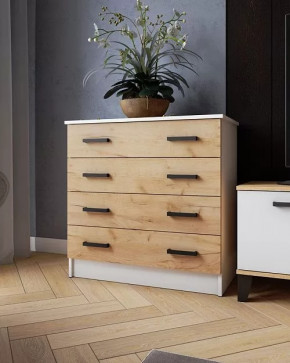 Комод КМ-2 (ш820*г435*в810мм), ЛДСП Белый/ЛДСП Дуб крафт золотой в Тюмени - mebel-tymen.ru | фото