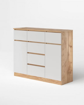 Комод Охта Лайт 1200.4/2 Дуб вотан/ Белый гладкий в Тюмени - mebel-tymen.ru | фото