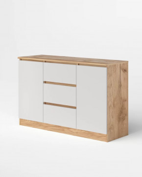 Комод Охта МК 1200.3 Дуб вотан/ Белый гладкий в Тюмени - mebel-tymen.ru | фото