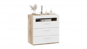 Комод с 3-мя ящиками «Фьюжн» Дуб Делано, Белый глянец в Тюмени - mebel-tymen.ru | фото