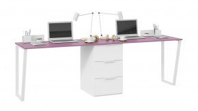 Комплект столов письменных с 1 тумбой универсальной «Порто» Белый, Фиолетовый в Тюмени - mebel-tymen.ru | фото