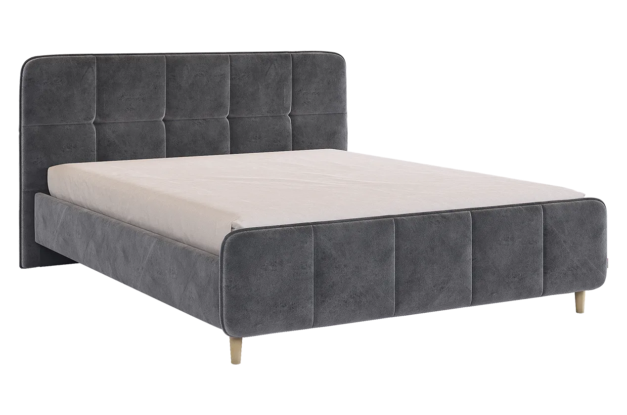 Кровать с основанием Грета 160х200 см грей алькантара (велюр) в Тюмени - mebel-tymen.ru | фото
