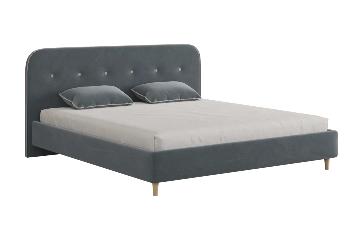 Кровать с основанием Лео 180х200 см графит (велюр)/галька (велюр) в Тюмени - mebel-tymen.ru | фото