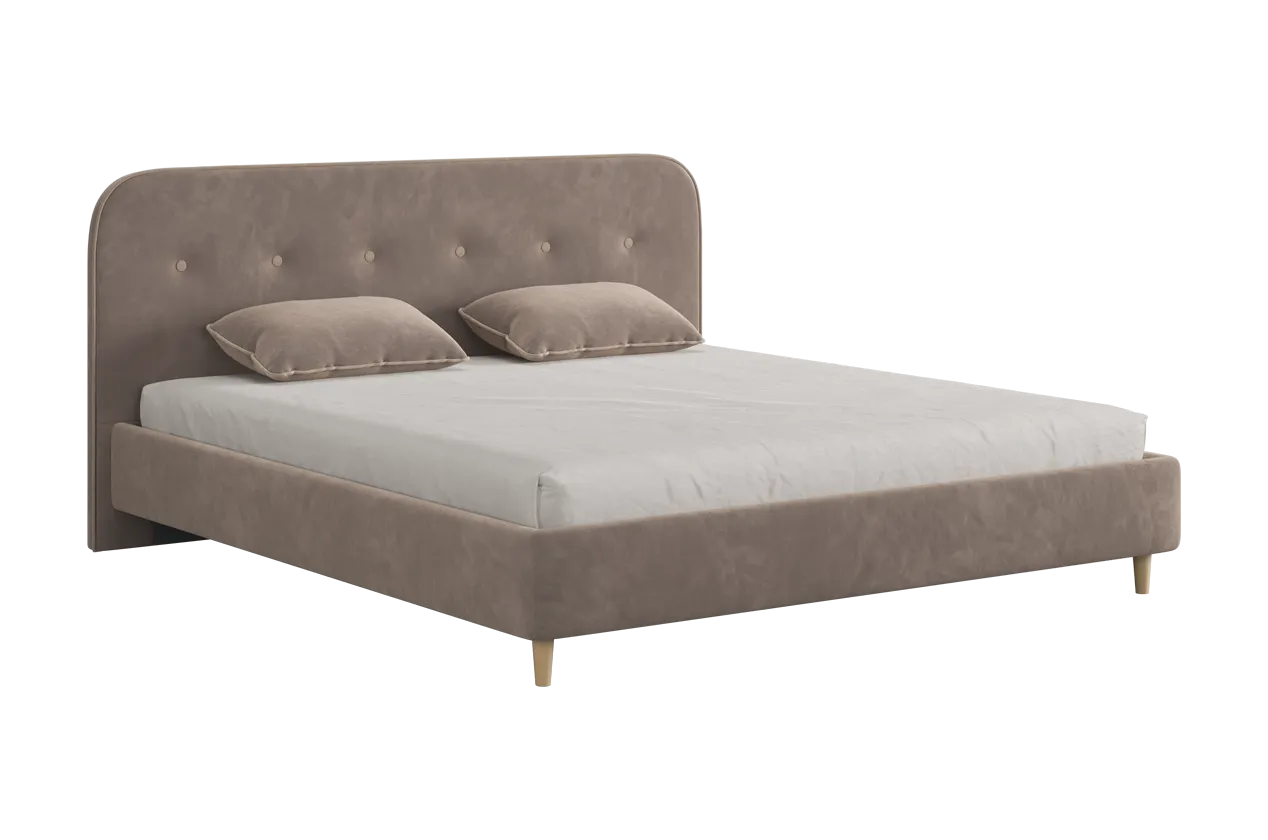 Кровать с основанием Лео 180х200 см латте (велюр)/капучино (велюр) в Тюмени - mebel-tymen.ru | фото