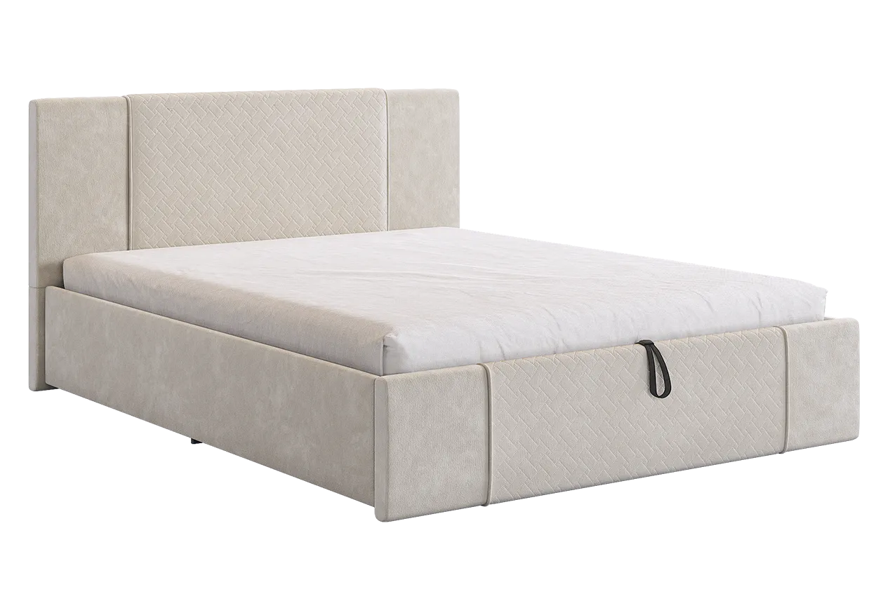 Кровать с подъемным механизмом Хлоя 160х200 см крем (велюр) в Тюмени - mebel-tymen.ru | фото