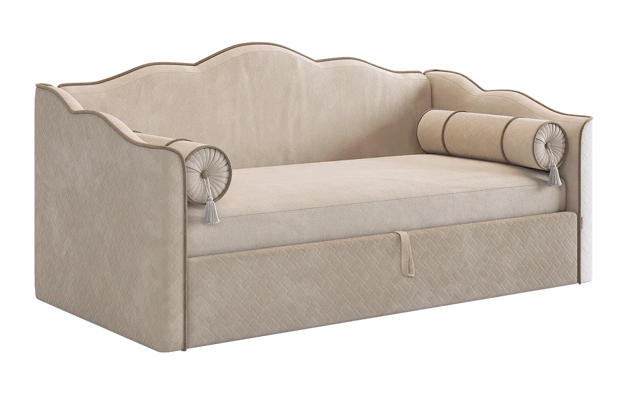 Кровать-софа Лея К1 90х200 см крем (велюр)/латте (велюр) в Тюмени - mebel-tymen.ru | фото