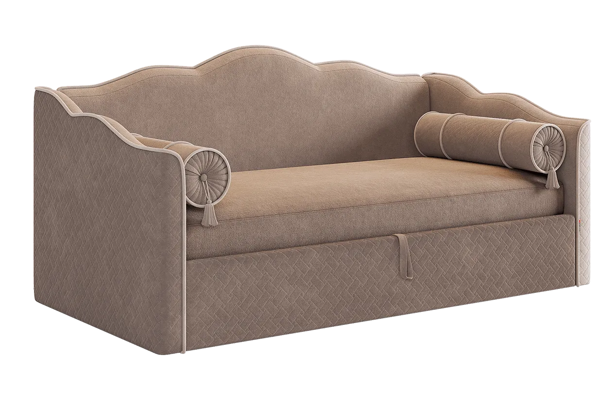 Кровать-софа Лея К1 90х200 см латте (велюр)/крем (велюр) в Тюмени - mebel-tymen.ru | фото