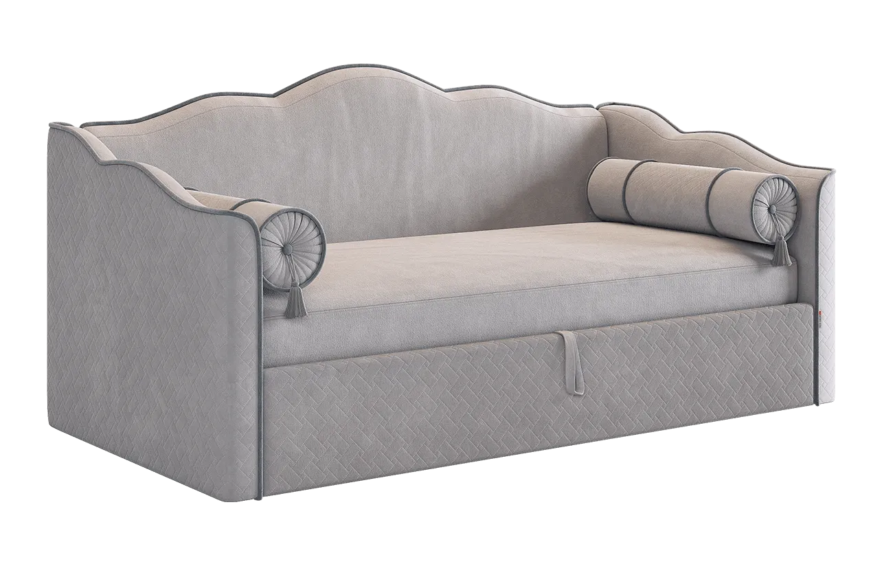 Кровать-софа Лея К1 90х200 см галька (велюр)/графит (велюр) в Тюмени - mebel-tymen.ru | фото