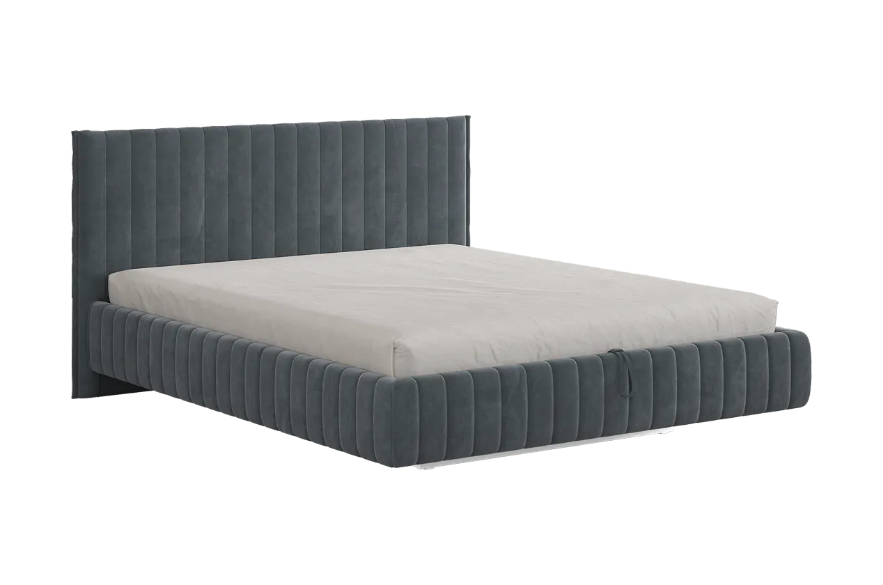 Кровать с подъемным механизмом Твикс 160х200 см графит (велюр) в Тюмени - mebel-tymen.ru | фото