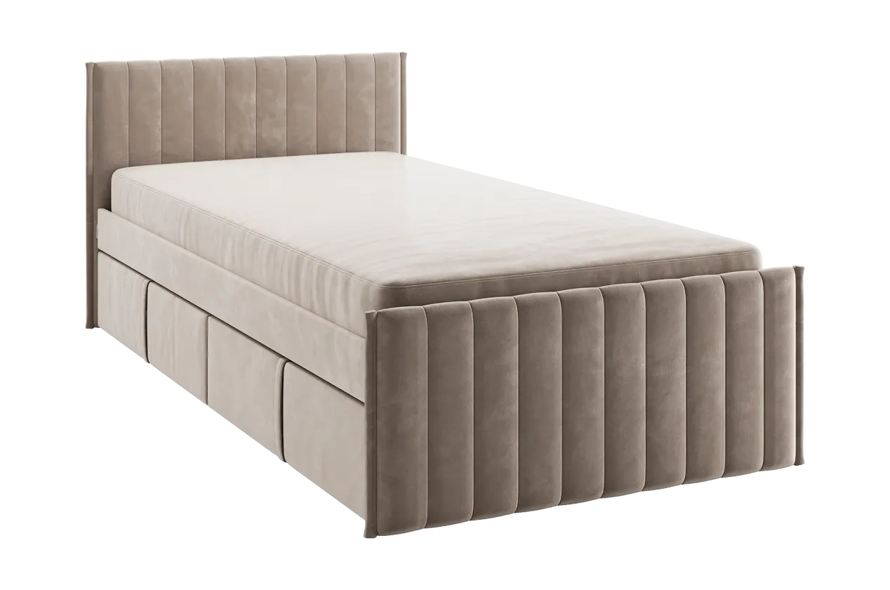 Кровать с ящиками Твикс 90х200 см латте (велюр) в Тюмени - mebel-tymen.ru | фото