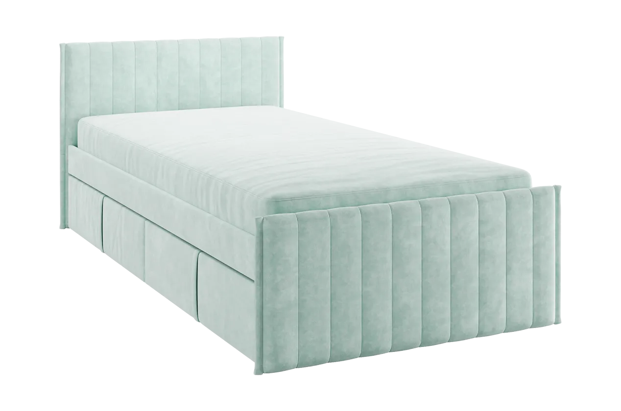 Кровать с ящиками Твикс 90х200 см мята (велюр) в Тюмени - mebel-tymen.ru | фото