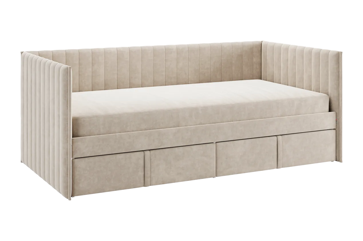 Кровать с ящиками Твикс (Софа) 90х200 см капучино (велюр) в Тюмени - mebel-tymen.ru | фото