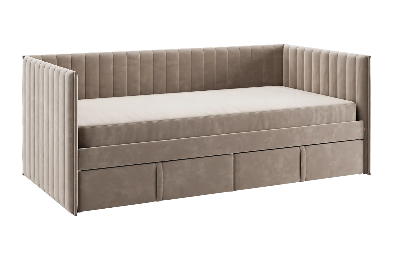 Кровать с ящиками Твикс (Софа) 90х200 см латте (велюр) в Тюмени - mebel-tymen.ru | фото