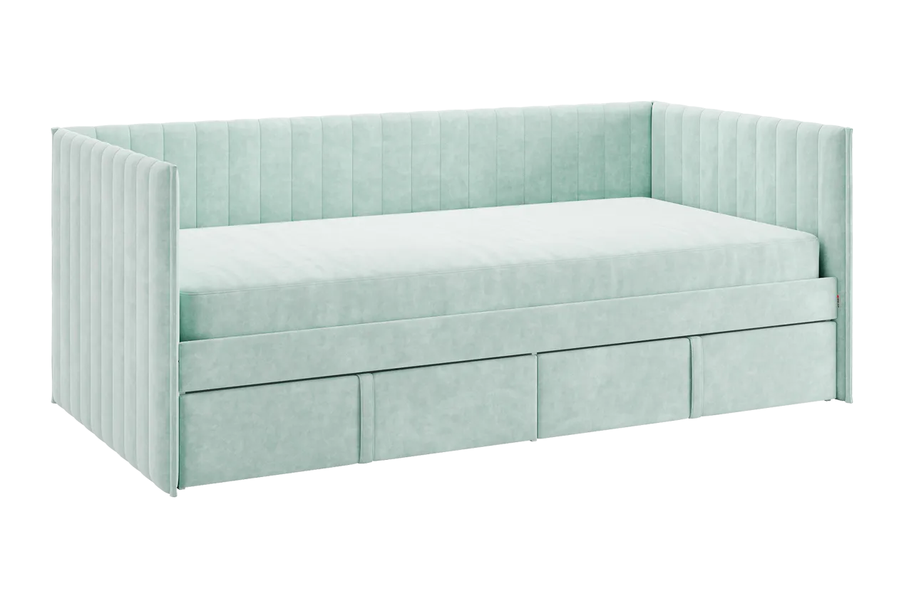 Кровать с ящиками Твикс (Софа) 90х200 см мята (велюр) в Тюмени - mebel-tymen.ru | фото