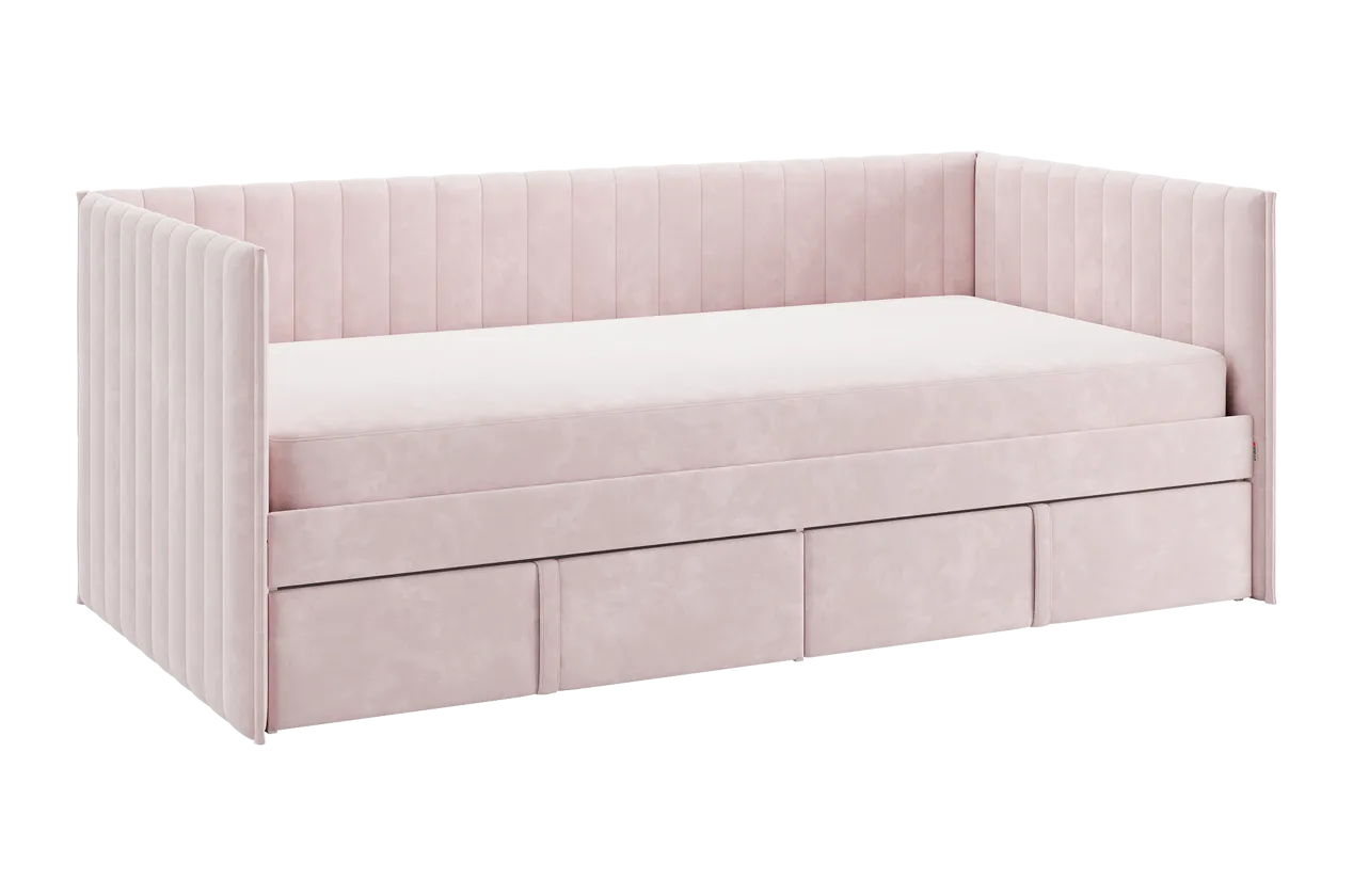 Кровать с ящиками Твикс (Софа) 90х200 см нежно-розовый (велюр) в Тюмени - mebel-tymen.ru | фото