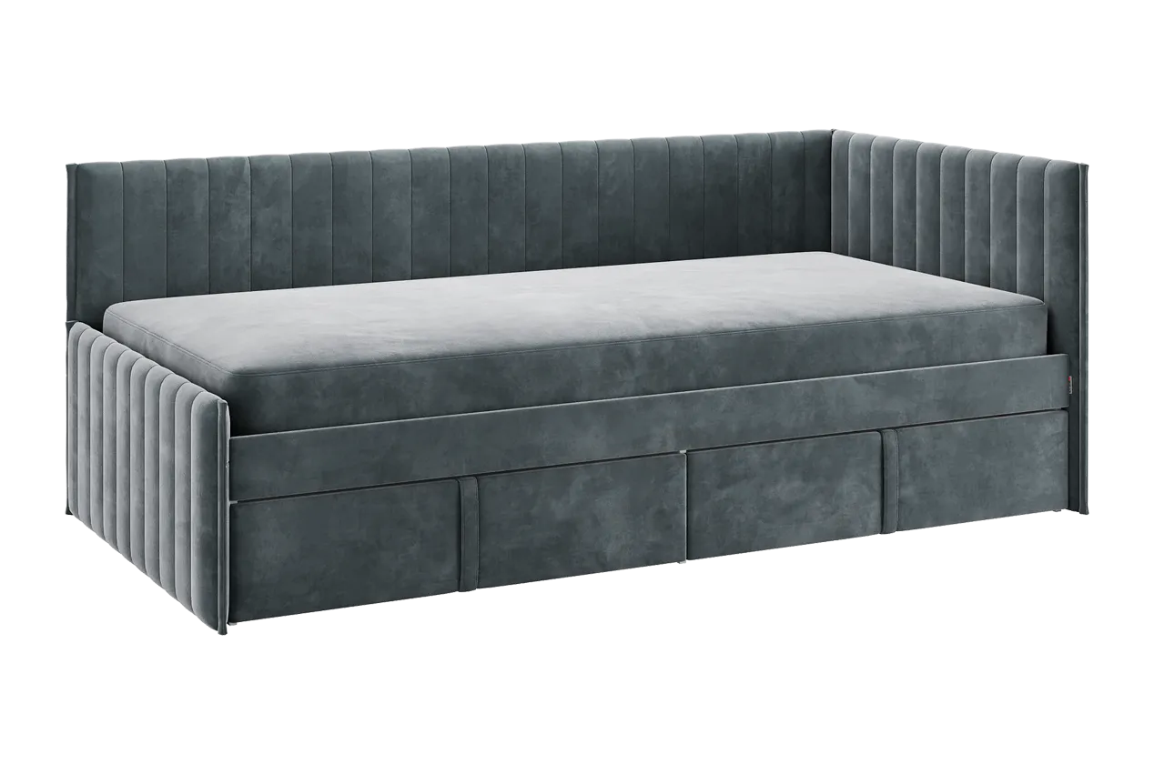 Кровать с ящиками Твикс (Тахта) 90х200 см графит (велюр) в Тюмени - mebel-tymen.ru | фото