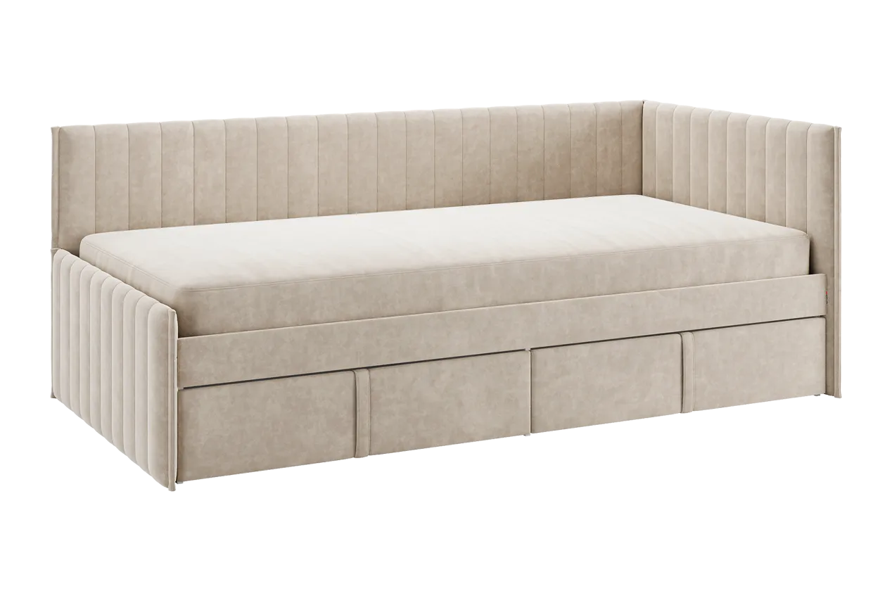 Кровать с ящиками Твикс (Тахта) 90х200 см капучино (велюр) в Тюмени - mebel-tymen.ru | фото