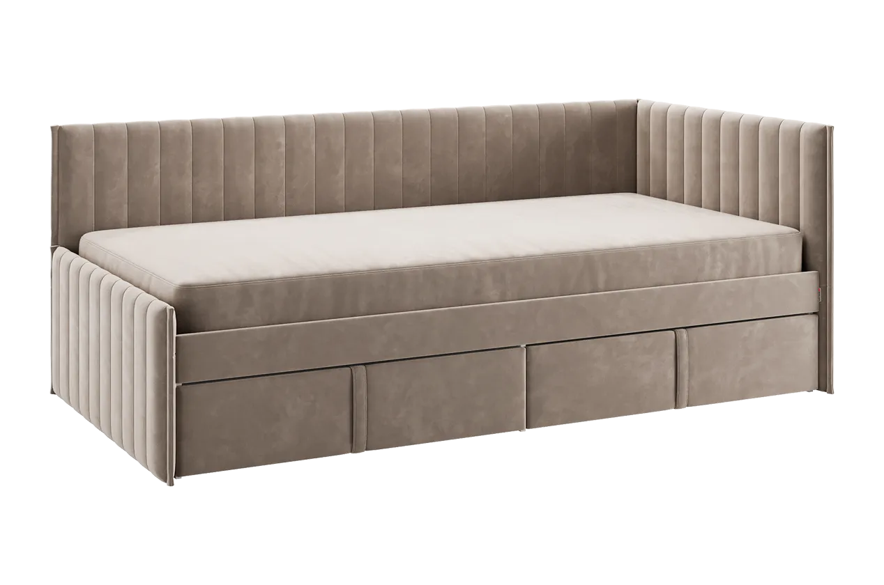 Кровать с ящиками Твикс (Тахта) 90х200 см латте (велюр) в Тюмени - mebel-tymen.ru | фото
