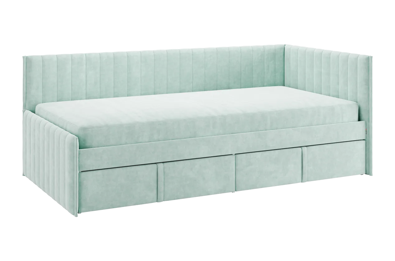 Кровать с ящиками Твикс (Тахта) 90х200 см мята (велюр) в Тюмени - mebel-tymen.ru | фото