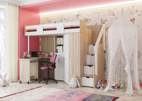 Кровать-чердак МИЙА_А Дуб сонома светлый/Белый в Тюмени - mebel-tymen.ru | фото