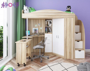 Кровать чердак Юниор 4 Винтерберг, Дуб молочный Ярофф в Тюмени - mebel-tymen.ru | фото