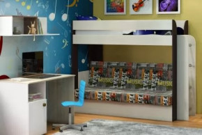 Кровать детская двухъярусная Карамель 75 Анкор светлый/ Бодега темный Музыка в Тюмени - mebel-tymen.ru | фото