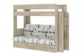 Кровать детская двухъярусная Карамель 75 Дуб Сонома Газета в Тюмени - mebel-tymen.ru | фото