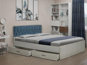 Кровать двойная №8 с ящиками и мягкой головной спинкой каретная стяжка в Тюмени - mebel-tymen.ru | фото