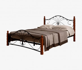 Кровать "Фортуна 1" КМД 2.01 ЧЕРНАЯ (1200*2000) (ножки-махагон) с коваными элементами в Тюмени - mebel-tymen.ru | фото