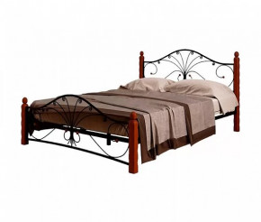 Кровать "Фортуна 1" КМД 2.01 ЧЕРНАЯ (1400*2000) (ножки-махагон) с коваными элементами в Тюмени - mebel-tymen.ru | фото
