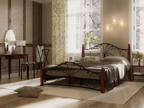 Кровать "Фортуна 1" КМД 2.01 ЧЁРНАЯ (1800*2000) (ножки-махагон) с коваными элементами в Тюмени - mebel-tymen.ru | фото