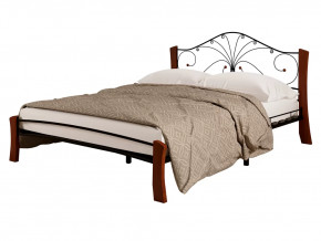 Кровать "Фортуна 4 ЛАЙТ" ЧЕРНАЯ (1200*2000) (ножки-махагон) с коваными элементами в Тюмени - mebel-tymen.ru | фото