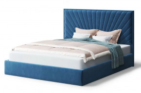 Кровать ЛЕОНА 2000*1400мм (без опор), велюр Бренди лайт 08 (синий), (б/основания, б/матраса) в Тюмени - mebel-tymen.ru | фото