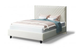 Кровать МИРА 2000*1200мм (на опорах), велюр Бренди лайт 02 (серо-белый), (б/основания, б/матраса) в Тюмени - mebel-tymen.ru | фото