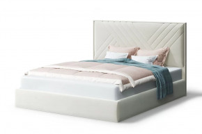 Кровать МИРА 2000*1400мм (без опор), велюр Бренди лайт 02 (серо-белый), (б/основания, б/матраса) в Тюмени - mebel-tymen.ru | фото