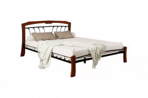 Кровать "Муза 4 ЛАЙТ" КМД9  ЧЕРНАЯ (1600*2000) (ножки-махагон) с коваными изделиями в Тюмени - mebel-tymen.ru | фото