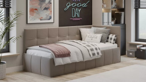 Кровать с мягкой обивкой с ПМ (с подъемным механизмом) «Грей» Тип 1 Велюр Galaxy серо-бежевый в Тюмени - mebel-tymen.ru | фото