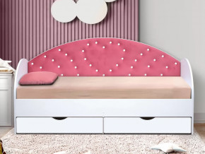Кровать с продольной мягкой спинкой Сердце 1 без бортика белая в Тюмени - mebel-tymen.ru | фото
