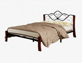 Кровать "Венера 4 ЛАЙТ" ЧЕРНАЯ (1400*2000) (ножки-махагон) с коваными элементами в Тюмени - mebel-tymen.ru | фото