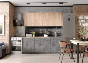 Кух. гарнитур Асти-дуб сонома 1.8, белый/ дуб сонома/ бетон темный / ПФ дуб бунратти (б/с 600) в Тюмени - mebel-tymen.ru | фото