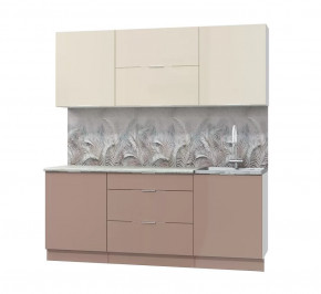 Кух. гарнитур Асти-латте 2.0, белый/ ваниль глянец/ кофе с молоком/ ПФ королевский опал (б/с 600) в Тюмени - mebel-tymen.ru | фото