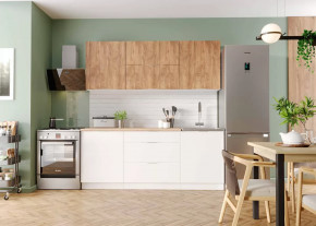 Кух. гарнитур Асти-вайт 1.6, белый/лиственница охотская/ белый глянец/ ПФ дуб бунратти (б/с 500) в Тюмени - mebel-tymen.ru | фото