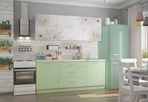 Кух. гарнитур "Флоренс ГРИН 1.6", МДФ белый глянец/зеленый суперматовый ПФ №182 (б/сушки 500) в Тюмени - mebel-tymen.ru | фото