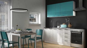 Кухня 1,6 м "Лагуна" Морская волна софт/дуб седой в Тюмени - mebel-tymen.ru | фото