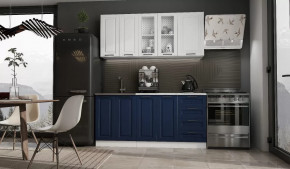 Кухня 1,6 м "Вита" Шато белый/Шато Индиго в Тюмени - mebel-tymen.ru | фото