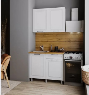 Кухня АЛИКАНТЕ 1,0м (б/сушки, б/мойки 500), ЛДСП Белый/МДФ Белый снег Б/СТОЛЕШН в Тюмени - mebel-tymen.ru | фото