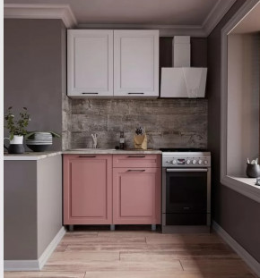 Кухня АЛИКАНТЕ 1,0м (б/сушки, б/мойки 500), ЛДСП Белый/МДФ Белый снег-Пудра Б/СТОЛЕШН в Тюмени - mebel-tymen.ru | фото