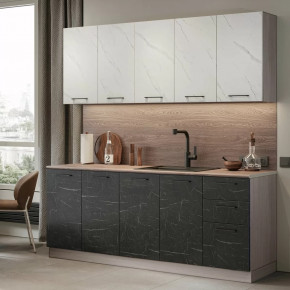 Кухня Чарли 2.0 м Анкор светлый-Монте белый/Торос черный со столешницей антарес в Тюмени - mebel-tymen.ru | фото