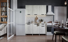 Кухня ДИОР 1,5м (б/сушки, б/мойки 500), ЛДСП Белый/ЛДСП Дуб Крафт Белый Б/СТОЛЕШНИЦЫ 1,5м НК в Тюмени - mebel-tymen.ru | фото