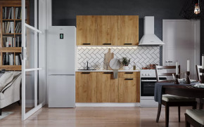 Кухня ДИОР 1,5м (б/сушки, б/мойки 500), ЛДСП Белый/ЛДСП Дуб Крафт Золотой Б/СТОЛЕШНИЦЫ 1,5м НК в Тюмени - mebel-tymen.ru | фото